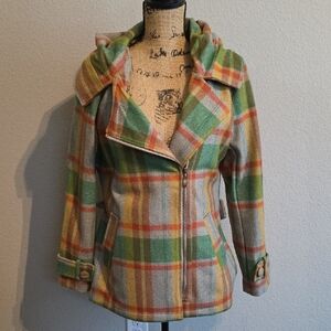 Plaid Women's Jacket in Green and Orange